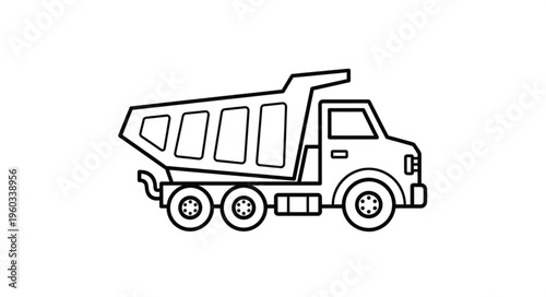 Detailed illustration of a heavy-duty dump truck, ready for construction work.