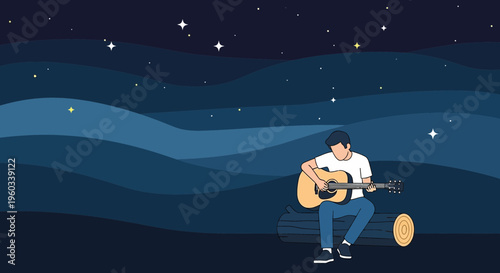 Melancholy Musician Serenade Under Starry Skies