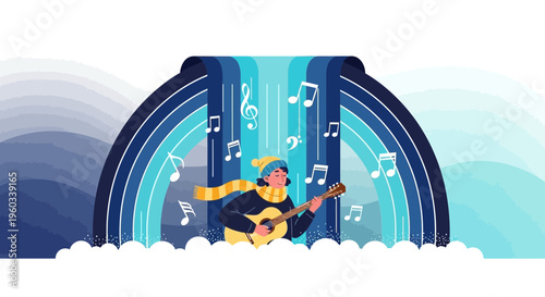 Melodious Winter Waterfall Serenity