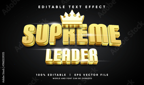 supreme eader 3d vector text effect with modern style