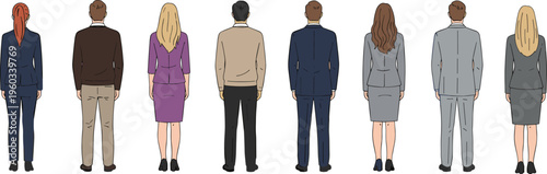 Diverse healthcare professionals and medical staff in scrubs including doctor in wheelchair for inclusive hospital clinic and nursing teamwork flat vector illustration