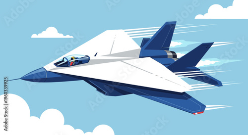 Modern Fighter Jet Ascending Swiftly Through Clouds