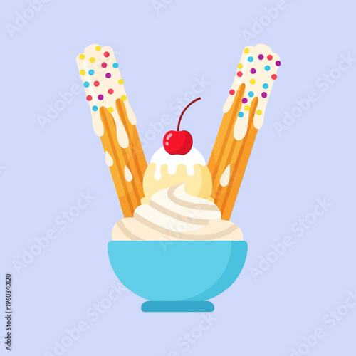 Colorful Ice Cream Dessert With Toppings.