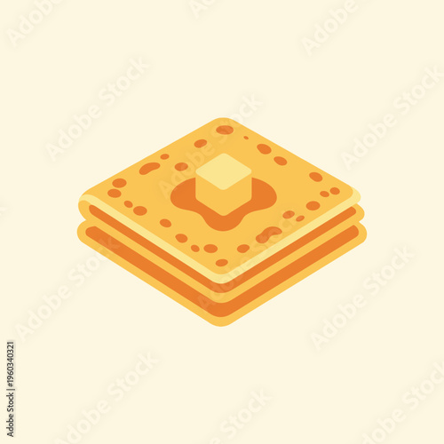Stack of crackers with cheese on top.