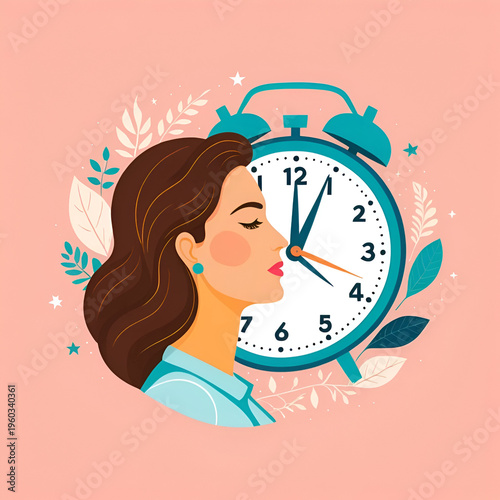 Biological Clock for Feminine Gender Conceptual Vector Illustration. Time for hormonal changes due to aging