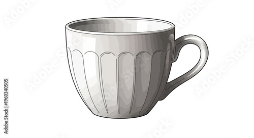 White ceramic cup, isolated on white background, elegant design