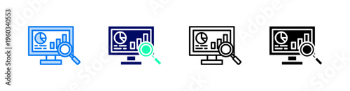 Analysis Multiple Style Icon Set Vector 
