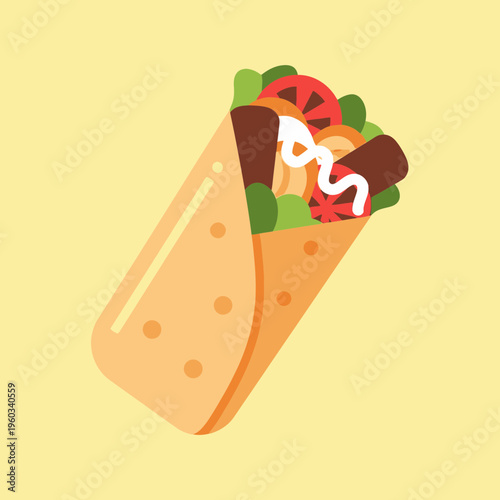 Delicious Shaurma Wrapped in Pita Bread.