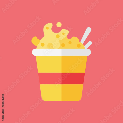 Colorful popcorn in a bucket.