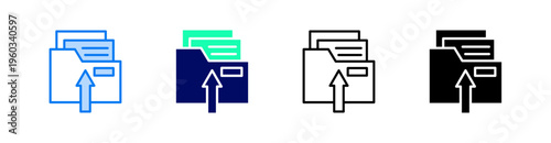 Upload Folder Multiple Style Icon Set Vector 