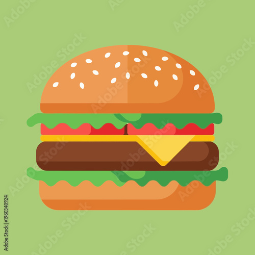 Delicious cheeseburger with lettuce tomato.