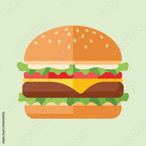 Delicious cheeseburger with lettuce tomato.