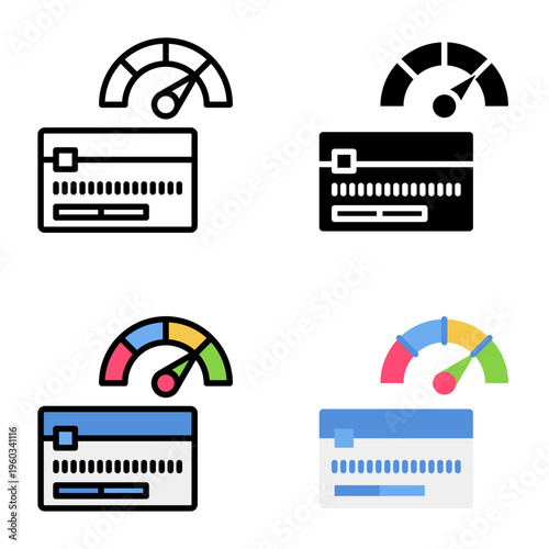 Credit score icon collection of various styles for design branding, print and digital media