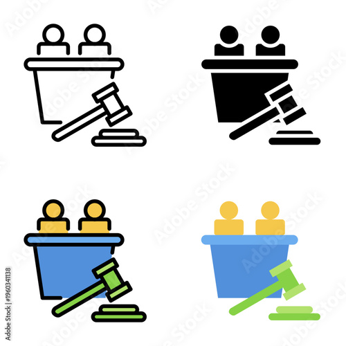 Judge icon collection of various styles for design branding, print and digital media