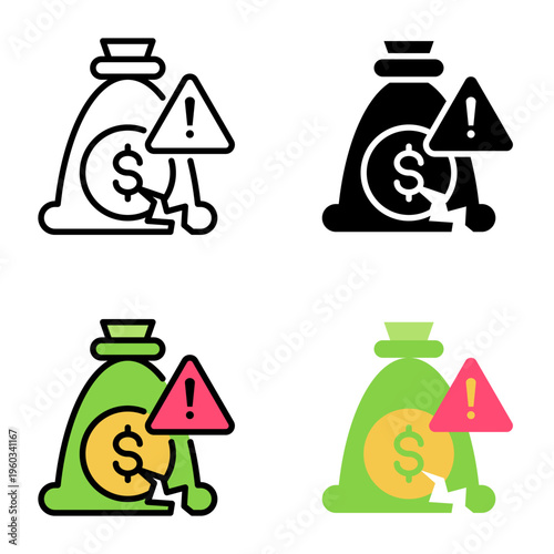 Insolvency icon collection of various styles for design branding, print and digital media