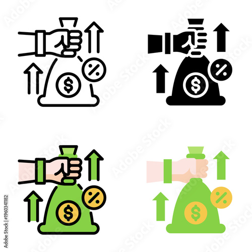 Compensation icon collection of various styles for design branding, print and digital media