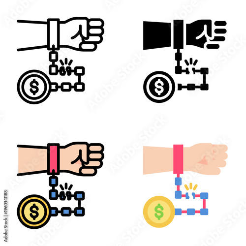 Debt icon collection of various styles for design branding, print and digital media