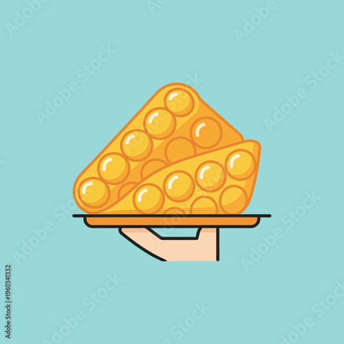 Waffle on a tray being served.