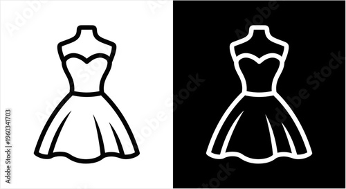 Elegant Dress Form Outline Icon for Fashion and Design.