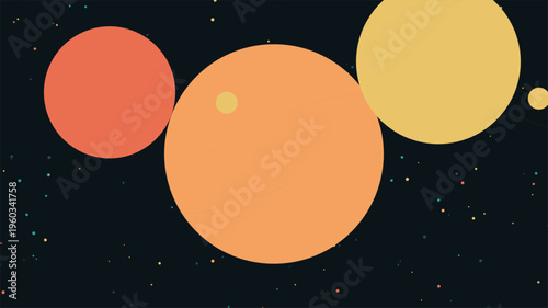 Celestial Harmony: A minimalist cosmic artwork showcases various celestial bodies. A visually engaging illustration of our cosmic neighborhood.