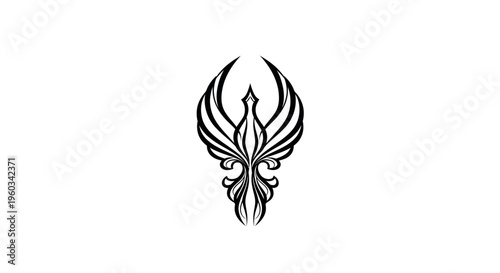 Photos Elegant Phoenix Tattoo Design - Black and White Line Art
