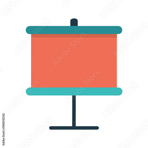 Presentation board for lectures and meetings with coral screen and teal frame vector