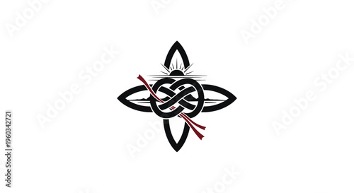 Intertwined Knot Symbol with Sun and Rays