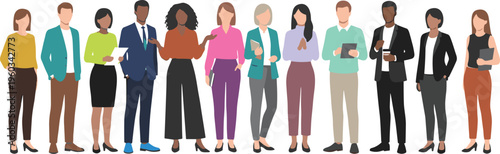 Diverse group of multiracial business professionals and office workers in modern smart casual and formal attire for company team page corporate culture and HR recruitment vector