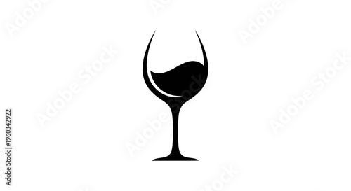 Elegant Wine Glass Silhouette with Swirling Liquid - Minimalist Icon
