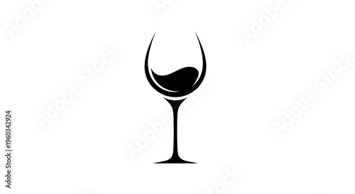 Fotografía Elegant Wine Glass with Swirling Red Wine Silhouette Icon