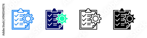 Management Multiple Style Icon Set Vector 