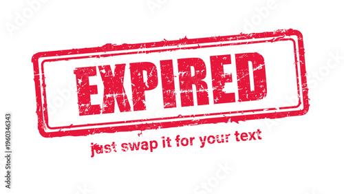 expired red rubber stamp vector with distressed ink texture and clean frame, built for packaging, shipping labels, office paperwork, certification workflows, and commercial branding use.