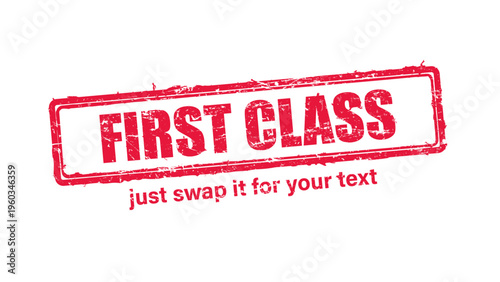 first red rubber stamp vector with distressed ink texture and clean frame, built for packaging, shipping labels, office paperwork, certification workflows, and commercial branding use.