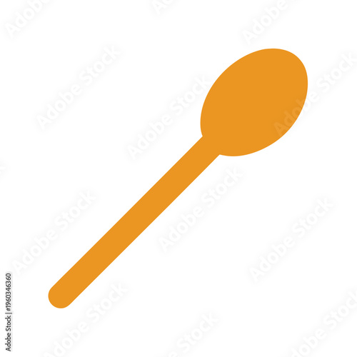 Orange spoon in flat design, simple utensil for eating or stirring, isolated