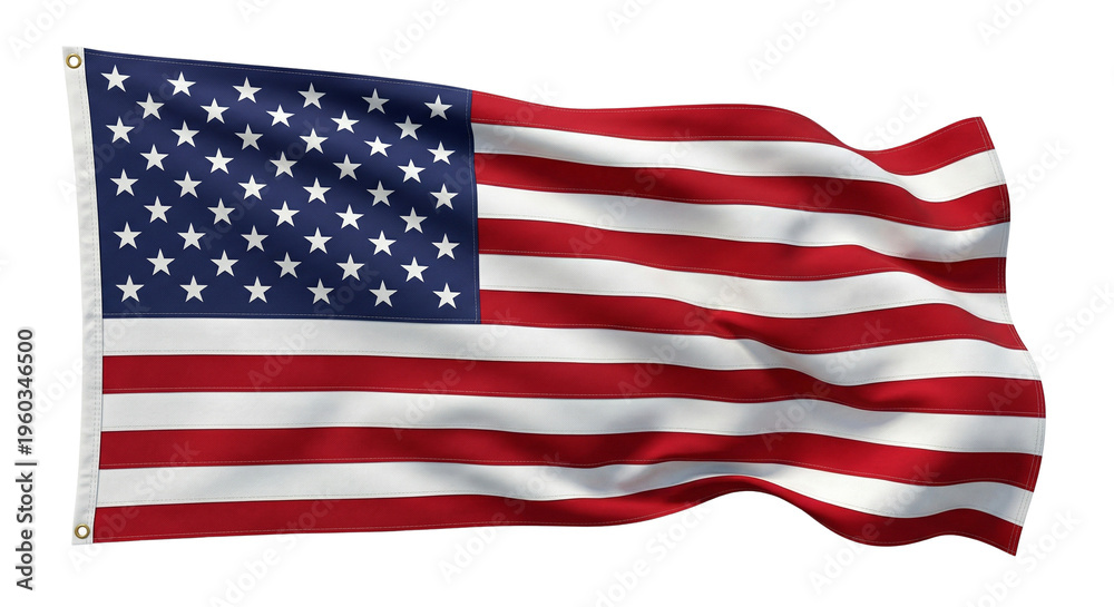 Fototapeta premium Waving American Flag Isolated on White Background - USA Symbol