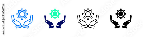 Technical Support Multiple Style Icon Set Vector 