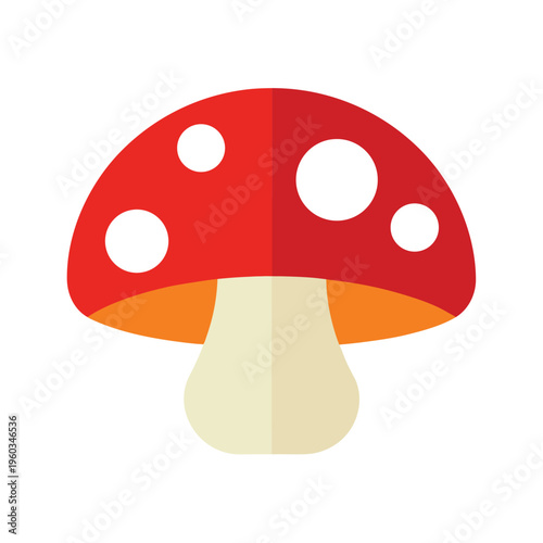 Red mushroom with white spots amanita fly agaric poisonous wild fungus flat icon
