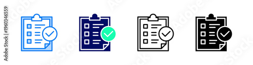 Task Complete Multiple Style Icon Set Vector 