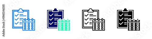 Work Schedule Multiple Style Icon Set Vector 