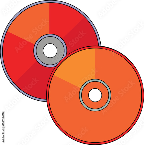 Colorful Pie Chart Discs with Gradient Shades of Red and Orange on white background