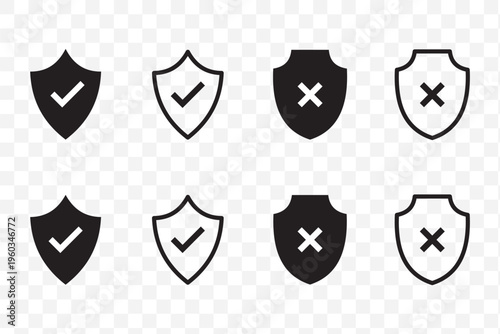 shield security icon set. safety, protection symbols. security icon with check mark and lock sign. Vector illustration