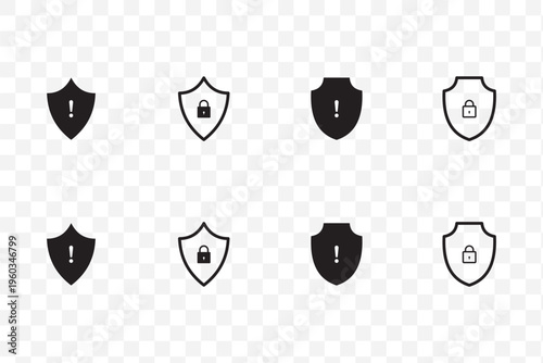 shield security icon set. safety, protection symbols. security icon with check mark and lock sign. Vector illustration