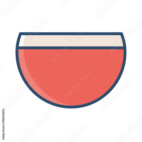Free Download Simple bowl illustration with red color and beige rim on white background - GFXLoad