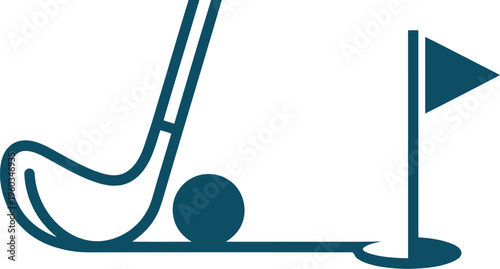Minimalist golf putter ball and flag icon design