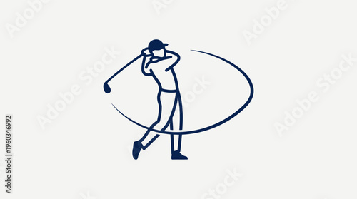 Minimalist golfer outline performing a full swing motion