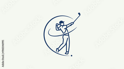 Modern golf player silhouette finishing a powerful swing