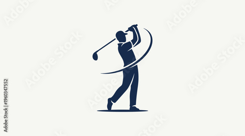 Professional golfer silhouette with circular swing motion path
