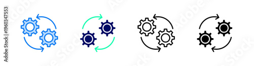 Synergy Multiple Style Icon Set Vector 