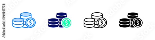 Capital Multiple Style Icon Set Vector 