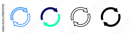 Sync Multiple Style Icon Set Vector 